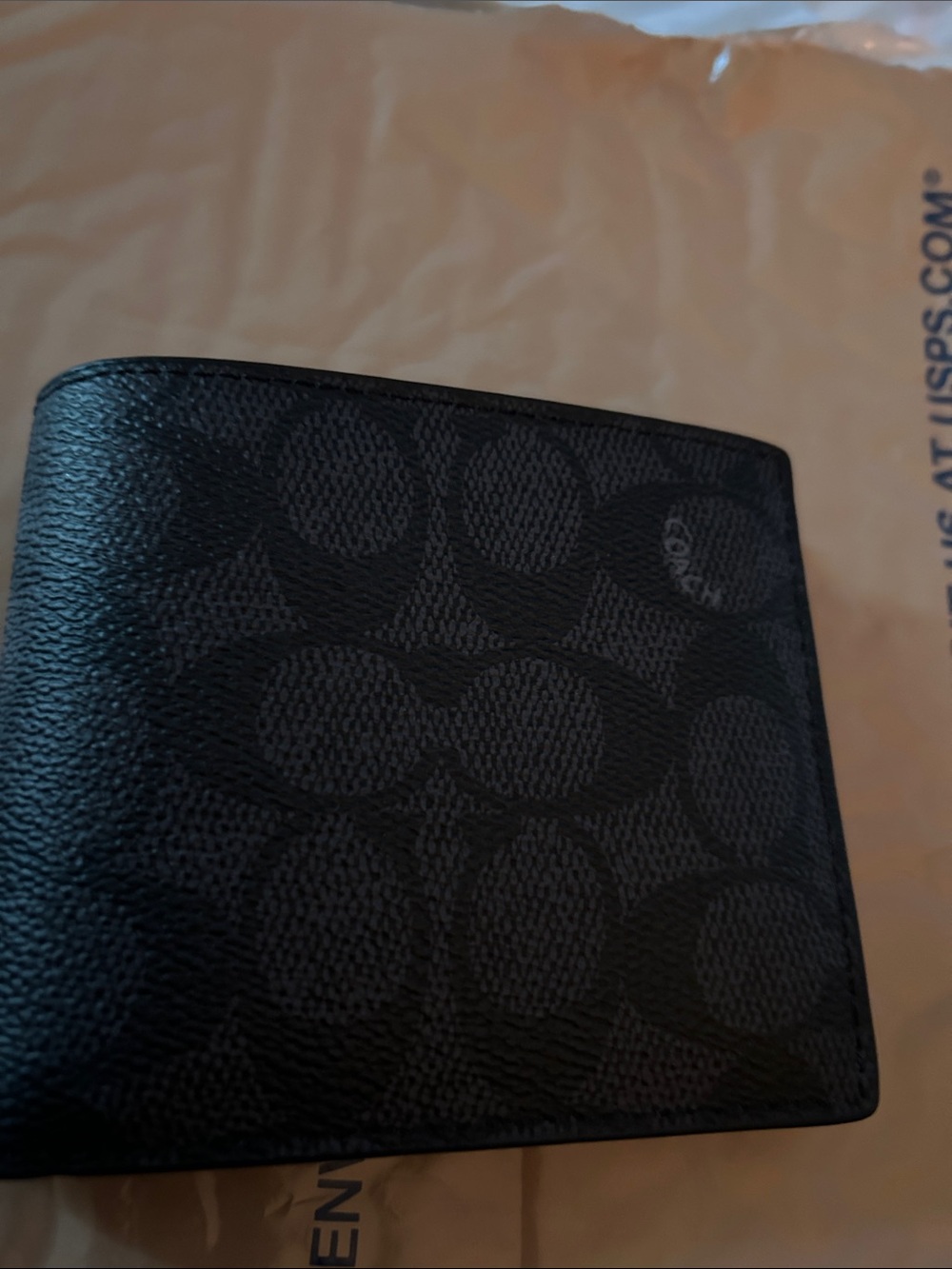 Coach Black Pebbled Leather Bi-Fold Wallet New With Tag